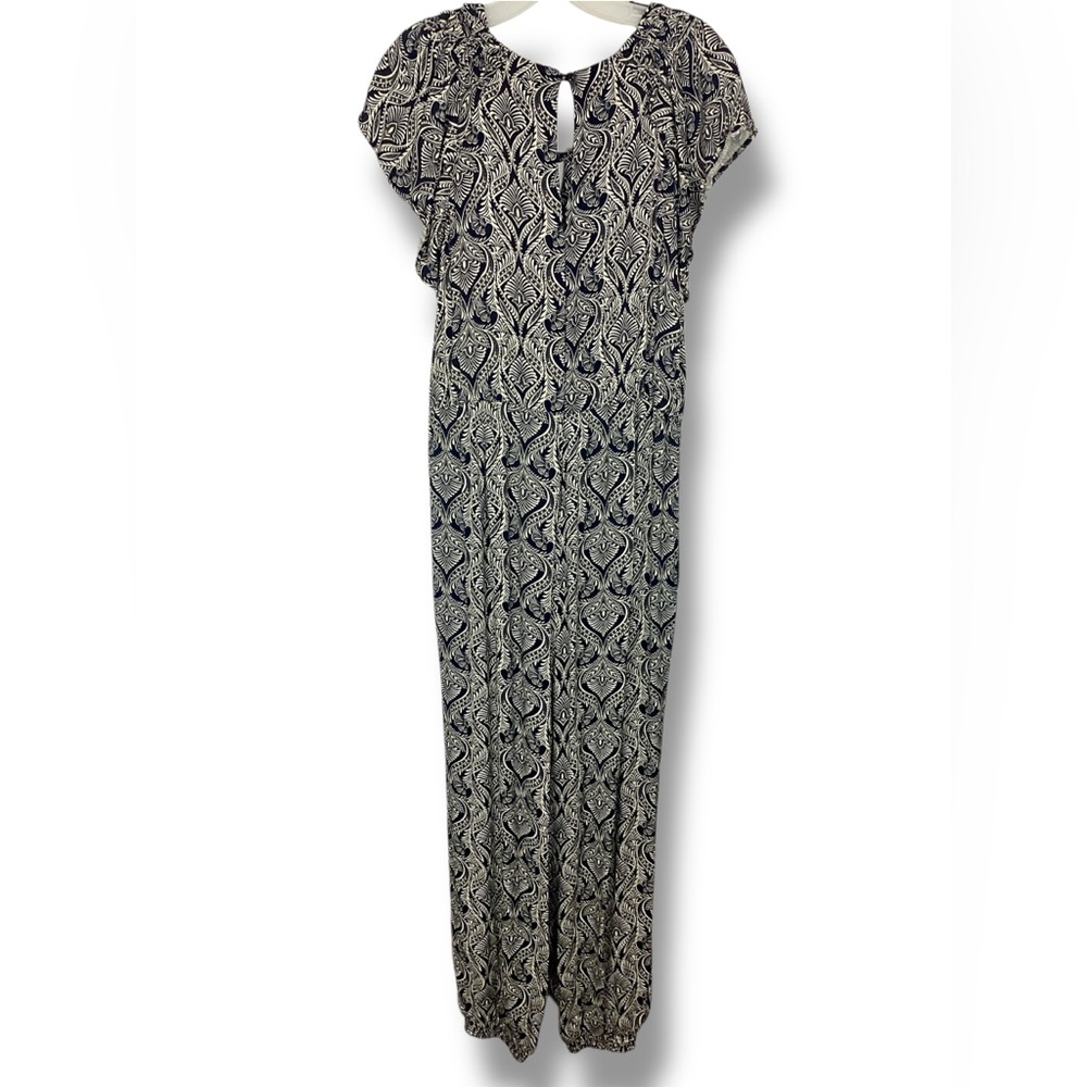Anthropologie Zadie Black Printed button Jumpsuit Flutter sleeve Pockets - Picture 6 of 12